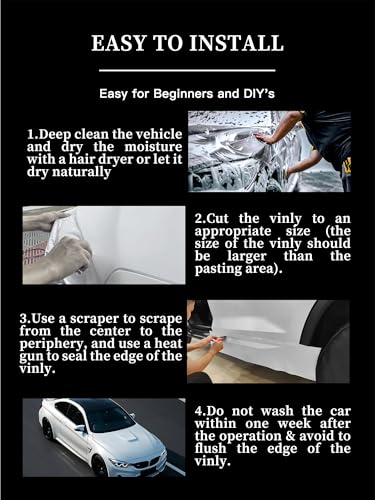 Image of 10ft x 4.9ft Matte White Car Vinyl Wrap Roll, Durable Easy Application Automotive Wrapping Film for Car Body Protection (Matte White)