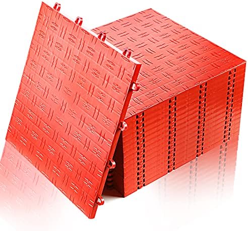 Multifunctional PVC Interlocking Tile Floor Exercise mat, Suitable for MMA, Home Gym Protective Floor and Garage Floor (12, Red)