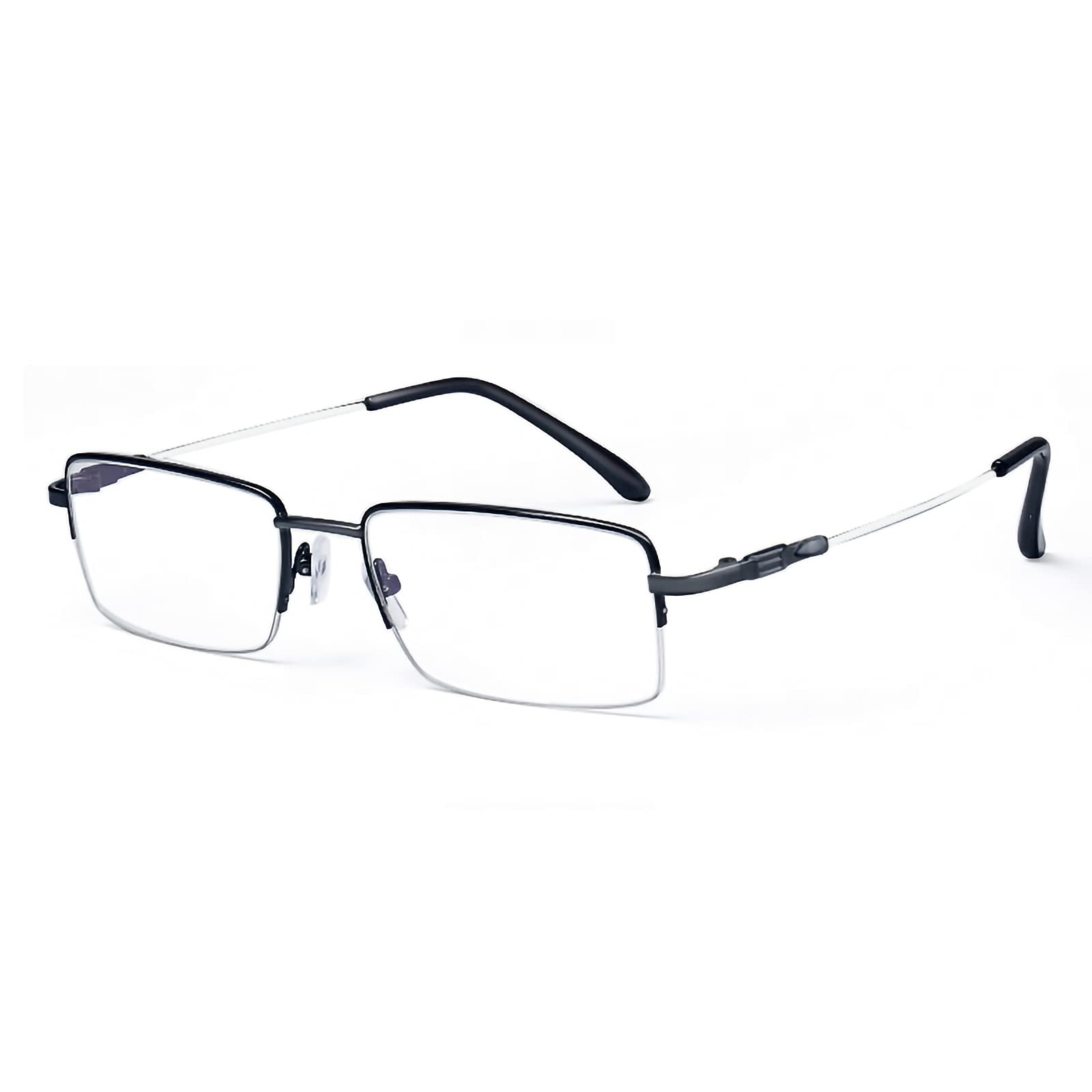 HQMGLASSES Gafas De Sol Fotocromáticas para Hombre Gafas De Lectura Multifocales Progresivas Antiazul Titanio UV400 Gafas De Lectura De Transición Ligeras,Negro,+2.00