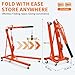 ActiveTrail 2 Ton Folding Hydraulic Engine Hoist, Load Leveler, 4400 LBS Capacity, Heavy Duty Cherry Picker, 6 Swivel Wheels, Hydraulic Pump Adjustable Boom (0.5t-2t) for Garage Workshop Warehouse