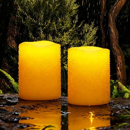 Homemory Solar Candles Outdoor Waterproof Sensor Only Dusk to Dawn 3x4