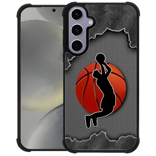 yicomon Compatible with Samsung Galaxy S24 Case, Basketball Pattern Print Phone Case Durable Fashion Funny Liquid Silicone Case Soft Anti-Scratch Shockproof Protective Cover