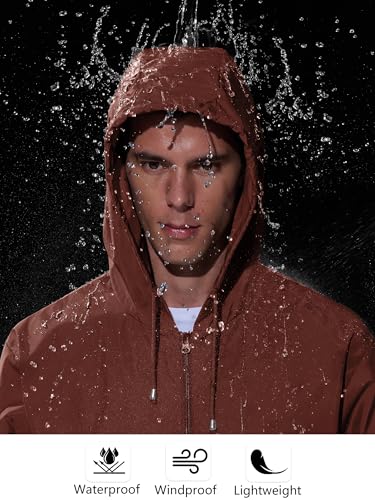 Image of UIQUR Mens Rain Jacket Raincoat Windbreaker Running Waterproof Lightweight Packable with Hood Travel Hiking Cycling