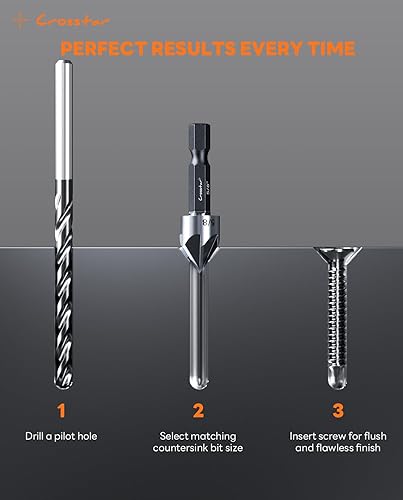 Miniatura 6 de Crosstar Pro Cobalt - Juego de brocas avellanadas con revestimiento de nitruro de aluminio y titanio, vástago hexagonal de 14 pulgadas, 6 piezas (14