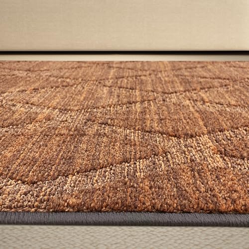 Image of Welspun Premium Runner for Hall, Bedroom & Living Room | Geometric Design | Textured Feel | Easy Maintenance | Fold Mark Resistance | Machine Tufted | (2 x 5 ft, Brown)