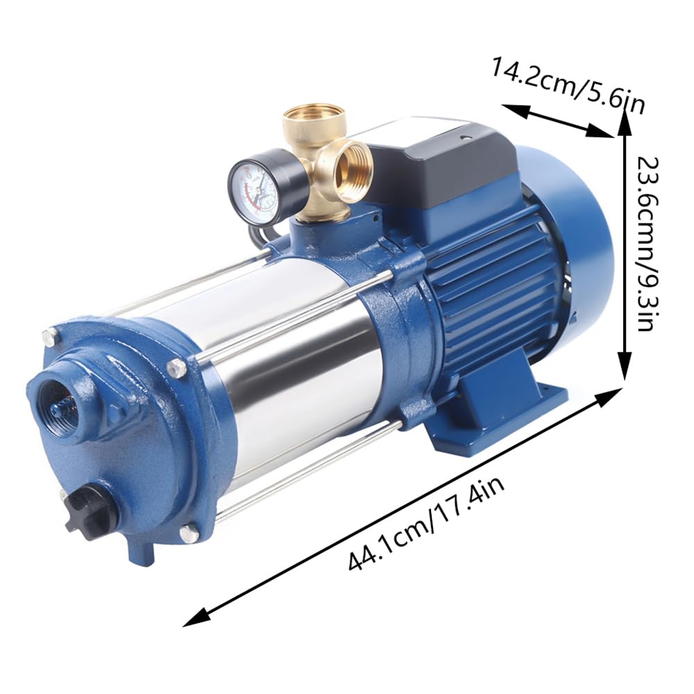 Pompe de jardin centrifuge - 2200 W - 4000 l/h - 2850 tr/min - 10 bar - Avec pompe en acier inoxydable - Pour hôtels, cafétérias, usines