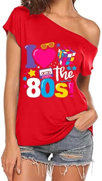 Camicia Retrò Donna Anni '80 - Top Fuori Spalla Neon Con Manica A Pipistrello Per Festa Discoteca - 4