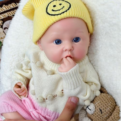 18 Zoll lebensechte Reborn-Babypuppe, Ganzkörper-Silikon, Baby-Mädchen, anatomisch korrekt, Neugeborenes, echtes Leben, waschbar, mit offenem Mund, Geschenk für Großmutter