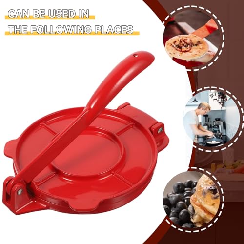 Heavy-Duty Red Wood Tortilla Press for Homemade Dough, Quesadillas, and Pizza
