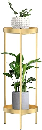 Soporte para plantas de 2 niveles, soporte de flores de metal, estante de exhibición de flores, jardín, patio, hogar, bandeja de flores para