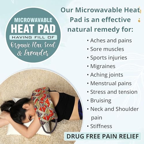 Oscar Home Microwavable Heating Pad for Menstrual Pain Relief, Moist Heat for Cramps, Muscles, Joints, Back, Neck and Shoulders, Heat Compress Pillow, Hot and Cold Therapy (Design 3)