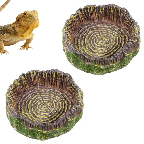 Rosqmor 2 Piezas De Cuencos De Agua para Geckos, Cuencos De Agua Pequeños para Iguanas, Cangrejos De Acuario, Accesorios para Terrarios De Reptiles como Iguanas, Lagartos Y Geckos Leopardo