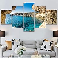 SIGNWIN 5 Panel Canvas Wall Art Modern Art Beach Coastal Multicolor Photography Relax/Calm Romantics for Home Decorations Ready to Hang - 60