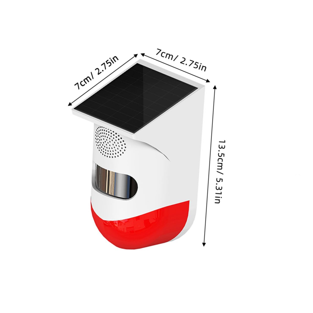 Rilevatore a Infrarossi Solare per Esterni Rosso Ip67 | Abs e Silicio, Modalità Giorno/notte Intelligente, Allarme Sonoro e Luminoso Forte