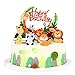 JAHEMU Dekoracja tortu Happy Birthday Cake Topper na tort urodzinowy ciasto dekoracja zwierzęta cupcake topper do miniaturowego ogrodu, mikro krajobrazu, dekoracja na imprezę z dżunglami, 5 sztuk