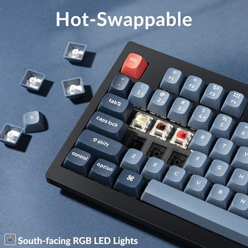 Image of Keychron V5 Max Custom Wireless Mechanical Gaming Keyboard with Number Pad, 96% Layout QMK /VIA 2.4 GHz /Bluetooth 5.1 /Wired, RGB Backlit Hot-Swappable Gateron Red Switch for Mac Windows Linux