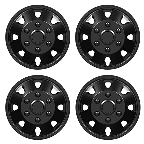 Premium Radkappen 15 Zoll gewölbt in Schwarz-Glänzend kompatibel mit Wohnmobil Transporter Lieferwagen 4er-Satz gewölbte Radzierblenden Radblenden Raddeckel Radabdeckungen Zierblenden Zierkappen