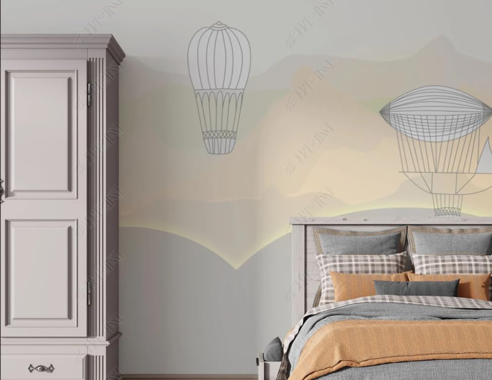 Papier peint montgolfière nuage haut de gamme pour une décoration murale raffinée