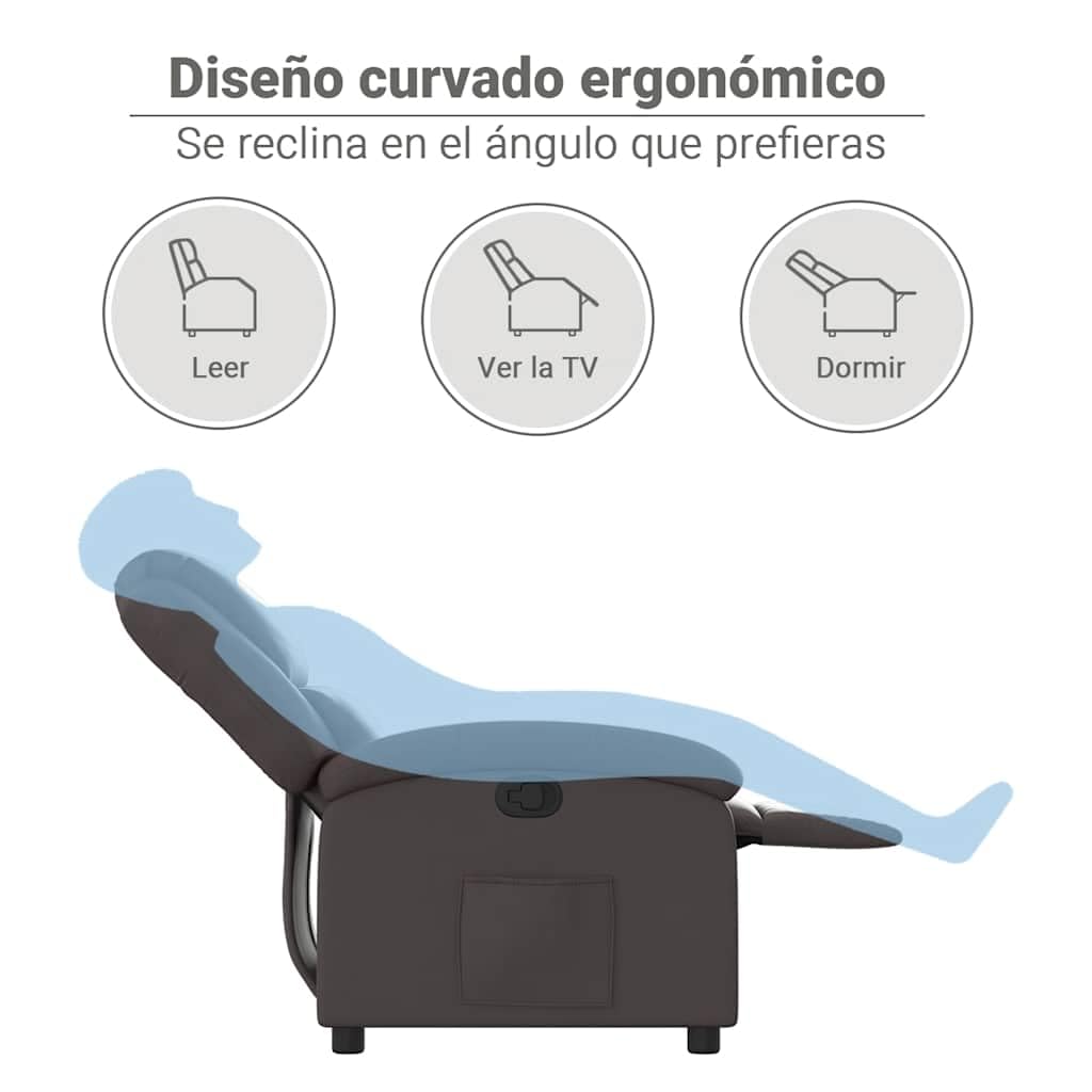 vidaXL Sillón reclinable Cuero auténtico marrón Oscuro