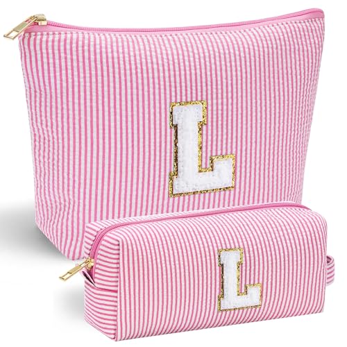 Trousse maquillage personnalisée de voyage grand format rose