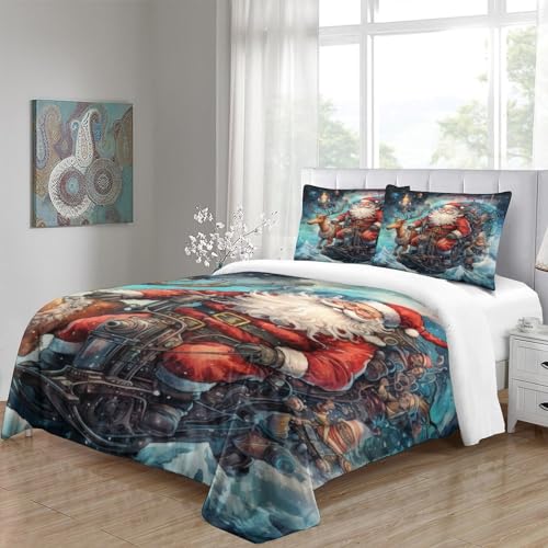 Funda nórdica de reno navideño 3D en microfibra suave de 200x200 cm con 2 fundas de almohada con cremallera 5