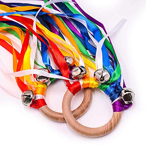 TANOFAR Montessori Toy | Hand Kite | Baby Sensory Toy | Sensory Ribbon Toy | Waldorf Toy | Wooden Baby Toys | Wooden Toddler Toys | Rainbow Hand Kite