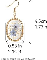 Vista 27 de Pressed Flower Earrings,Handmade Forget-Me-Not and Queen Anne's Lace Wildflower Earrings,Unique Resin Dried Flower,Perfect for Parties