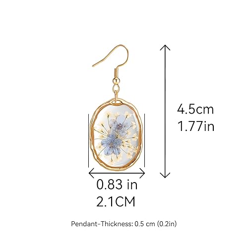 Miniatura 4 de Pressed Flower Earrings,Handmade Forget-Me-Not and Queen Anne's Lace Wildflower Earrings,Unique Resin Dried Flower Earrings,Perfect for Parties or