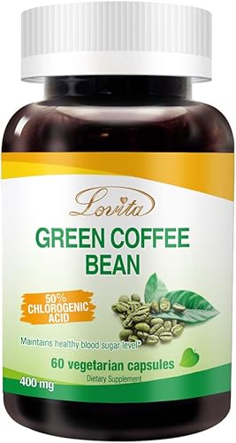 Lovita Extracto de grano de café verde equivalente a 1600 mg, extracto de café verde de alta potencia con 50% de ácido clorogénico para