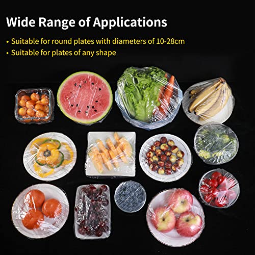 Jc.upin Shrinkable Fresh Keeping Bags 100 Pack Cling Film Bag - Food Storage Covers Lids, Universal Elastic Stretch Polyethylene Bowl Lids Kitchen Supplies for Fruit/Vegetable/Meat/Food Preservation