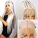 ANDRIA 13x6 HD Lace Front Wigs 200% Density Platinum Blonde Straight Glueless Lace Wigs White Lace Frontal Wigs for Women Synthetic Heat Resistant Fiber Hair Wig With Baby Hair Pre Plucked 28 Inches