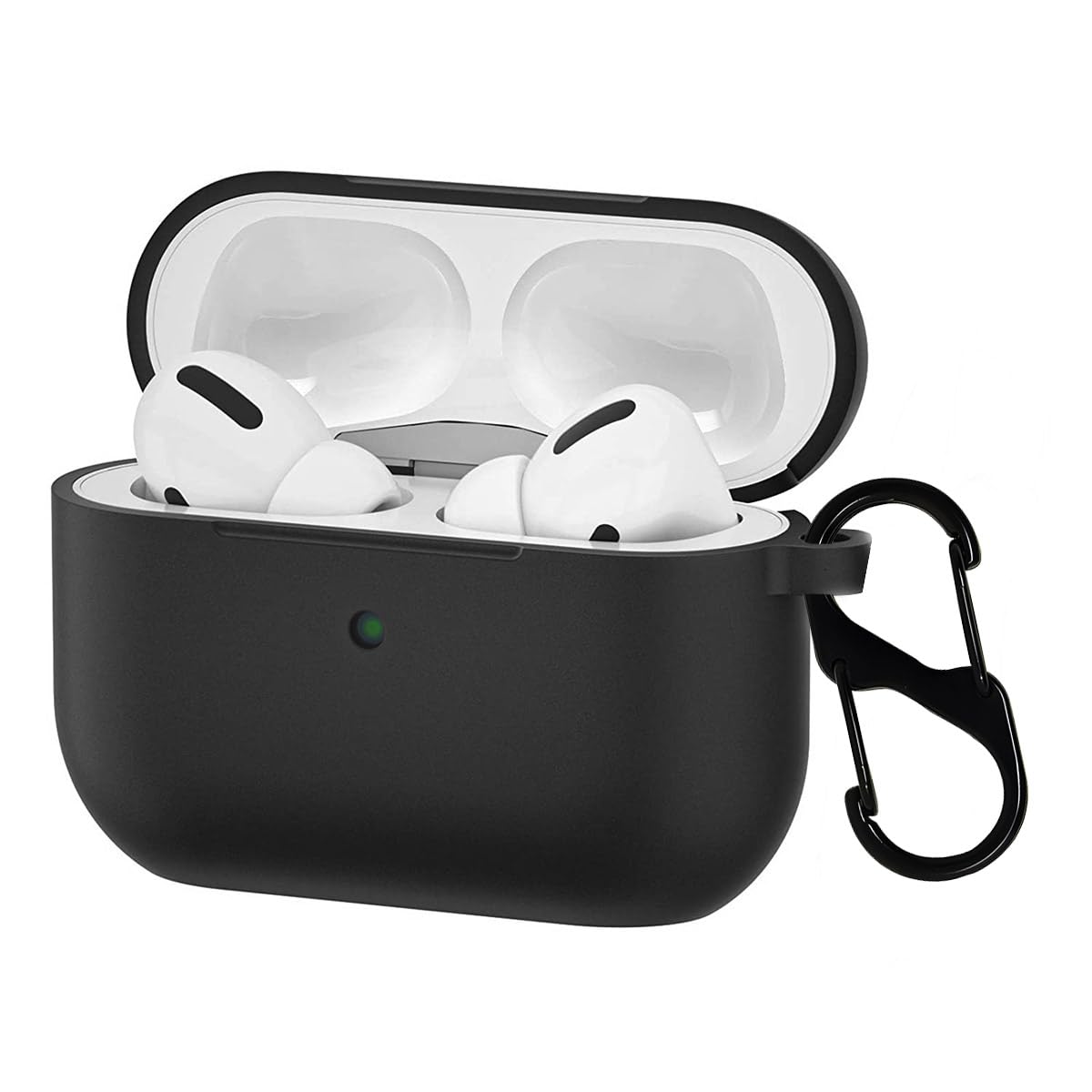 KACA Silicone Soft Case Cover with Keychain for Airpods Pro Case 2019, AirPods Pro 1st Generation Cover (Black)-image-49