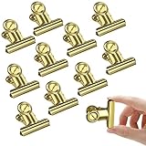 Gold Push Pin Clips for Cork Board, Metal Durable Bulldog Clips with Thumb Tacks for Bulletin Board Decorations, Artworks, Photos, Craft Projects, 30 Pack