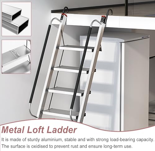 Escalera plegable para altillo de aluminio resistente con ganchos de seguridad 4