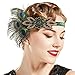 BABEYOND 1920s Flapper Peacock Feather Headband 20s Sequined Showgirl Headpiece (Style-7)