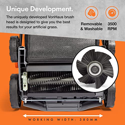 VonHaus Artificial Grass Brush 1800W – Electric Lawn Sweeper Cleaner Machine, 45L Collection Bag, 12m Cable, 5 Adjustable Heights, 380mm Working Width, Foldable Handle 4 VonHaus Artificial Grass Brush 1800W – Electric Lawn Sweeper Cleaner Machine, 45L Collection Bag, 12m Cable, 5 Adjustable Heights, 380mm Working Width, Foldable Handle - Image 4