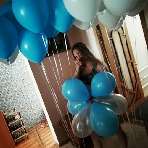 Image of Jobkoo Peacock Blue Balloons, 12 Inch 30 Pcs Turquoise Blue Balloon Teal Blue Latex Balloons Matte Dark Teal Aqua Blue Helium Balloons for Birthday Baby Shower Wedding Whale Theme Party Decorations