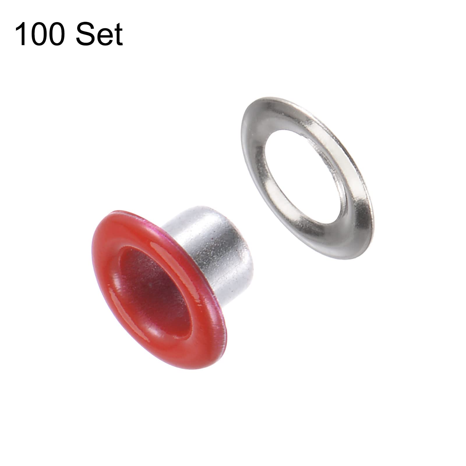 HARFINGTON Juego de 100 ojales de metal de 4 mm, herramienta de ojales de 0,15 pulgadas, para zapatos, ropa, cinturón, bolsa, proyecto de bricolaje, color rojo