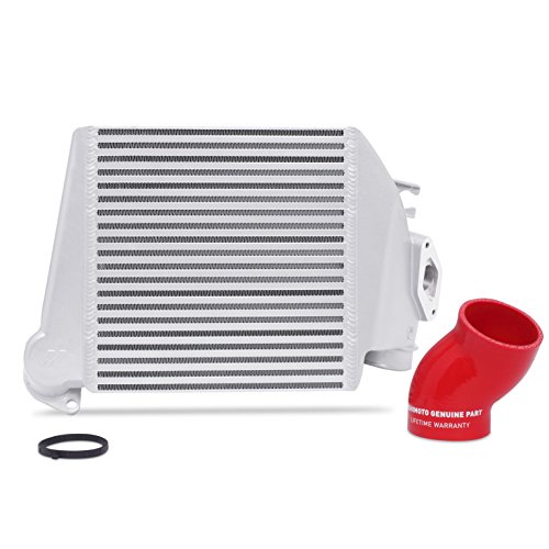 Image of Mishimoto MMTMIC-WRX-08SLRD Top-Mount Intercooler Kit Compatible With Subaru WRX 2008-2014 Silver Cooler, Red Hose