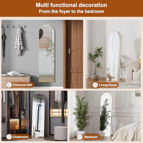 Full Length Mirror,58" x16,3 in 1Full Length Mirror can Wall Mounted,Standing or Leaning,Full Body Mirrors with Aluminum Alloy Frame,Home Decor Gold