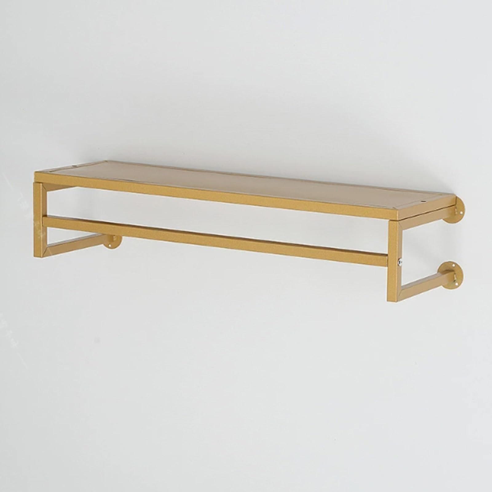 JYBNBBE Wall Mounted Clothing Display Rack with Hanging Rod and Floating Shelf for Garment Storage and Organization (Gold 100CM)
