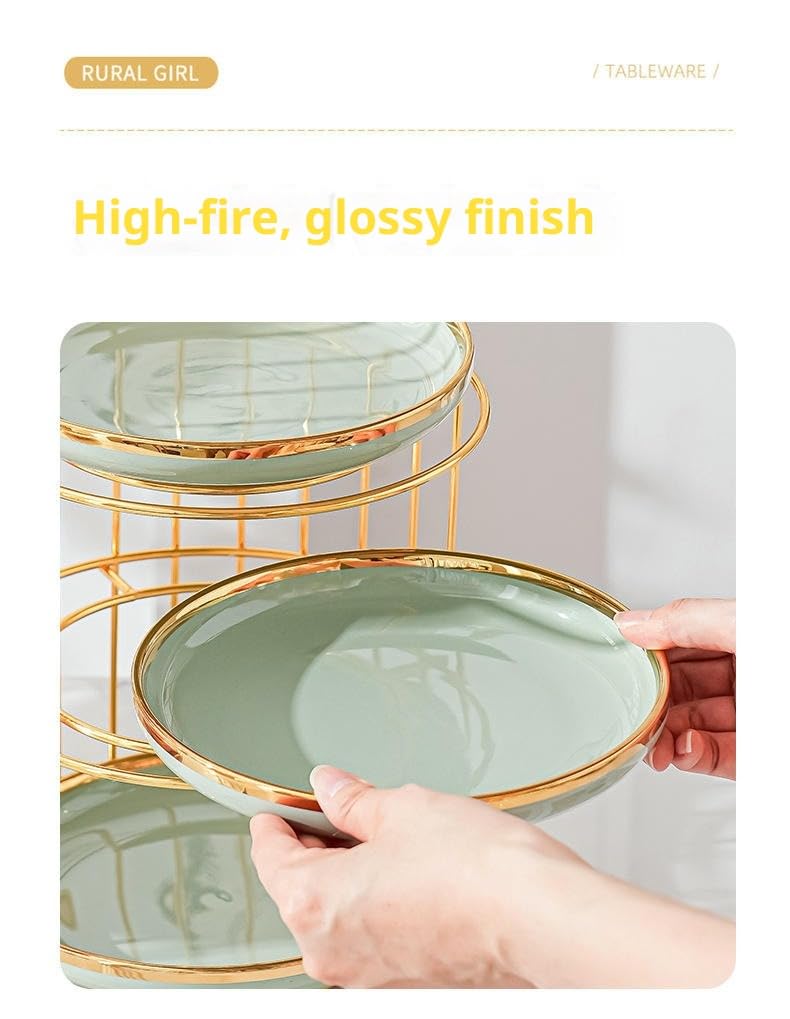 Stojak na kosmetyki w kształcie klatki dla ptaków, Ceramiczna patera na ciasto 2-poziomowa 3-poziomowa wielokolorowa(Matte black 3 Tiers)