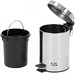 Lixeira de Aço Inoxidável Com Cesto Removível Premium (12L)