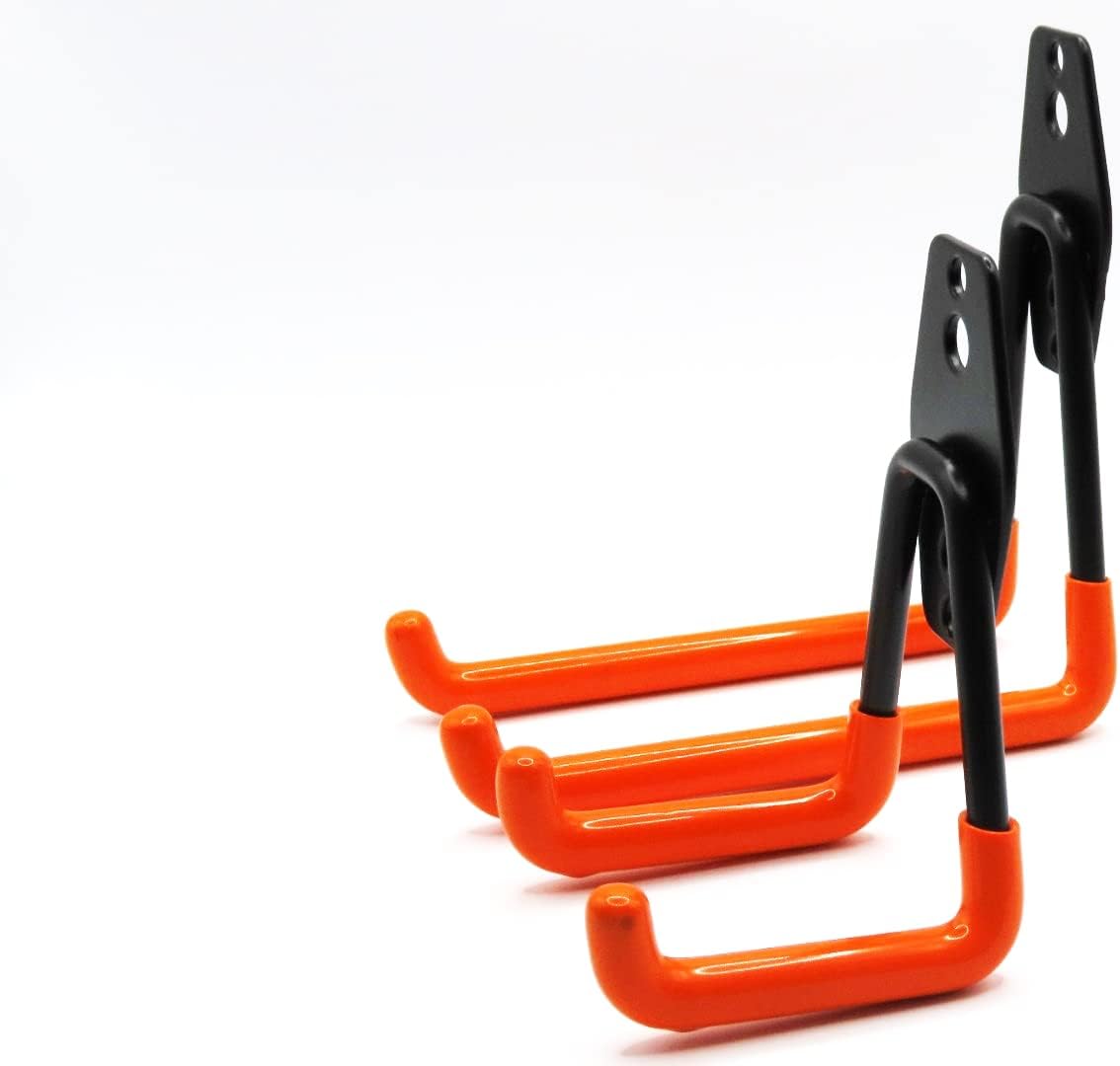 LARITS Garage Hooks for Hanging - 12 Garage Storage Hooks and 2 Cord Straps- 14-Piece Set