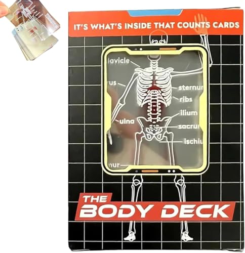 AKLOZYX The Body Deck Transparent Anatomy Playing Cards 3D Skeleton Design Educational Card Game 54 Cards (1 Pack)