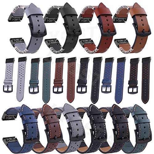 Correa de cuero de 26 mm para Garmin Fenix 7X pulsera de repuesto color ágata 4