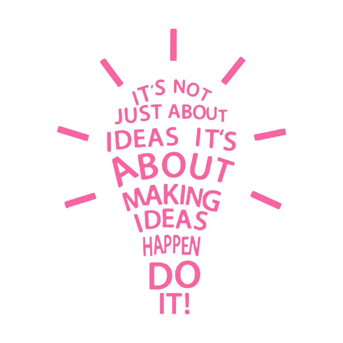 Making Ideas Happen Do It Inspirational Quote Wall Decal Lightbulb Work Success Motivational Vinyl Sticker Art Home Room Large - 57x71cm