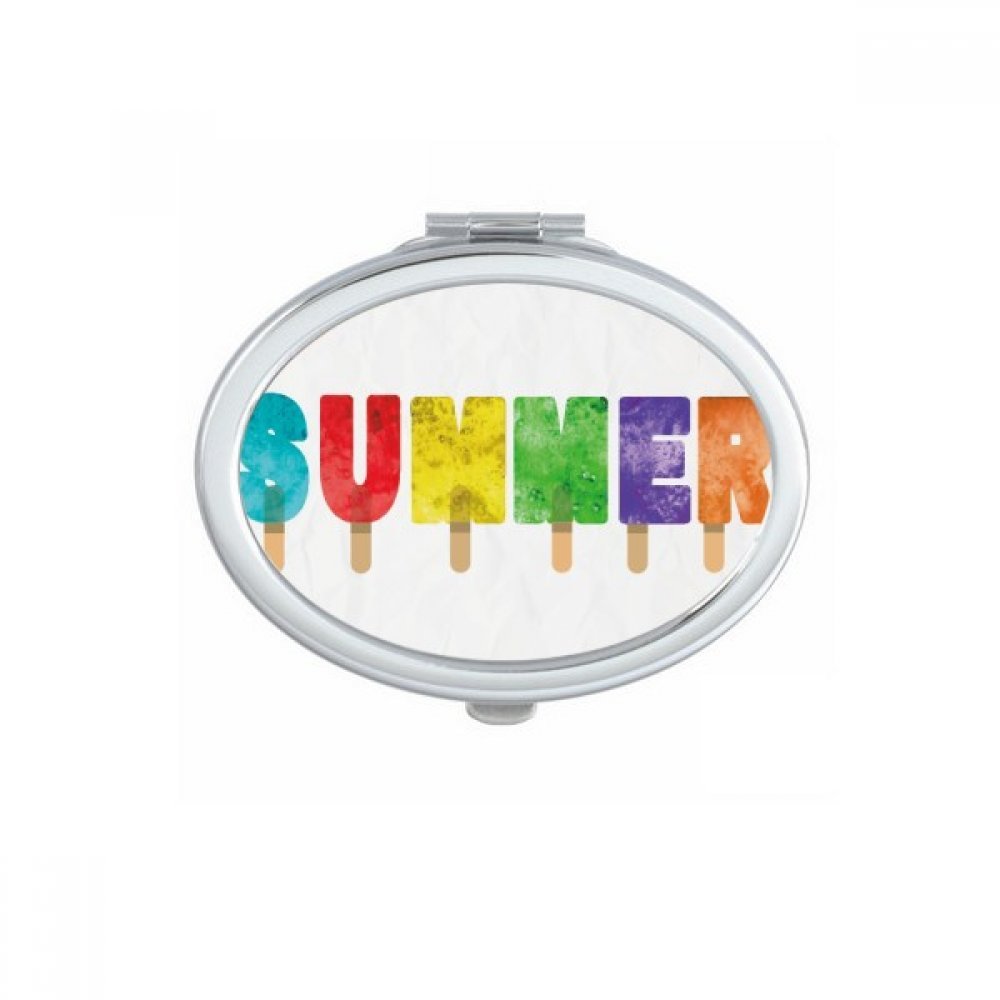 Miroir de poche ovale imprimé crème glacée maquillage nomade mignon