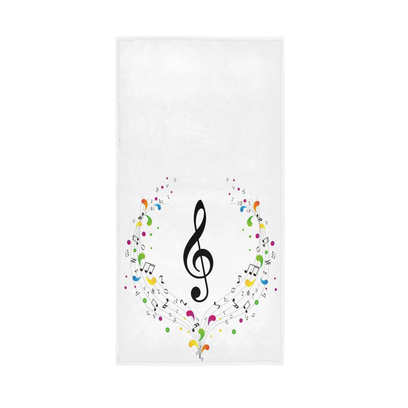 HUYGD Hand Towels Music Note Musical Decor Fingertip Soft Face Towel Absorbent Bathroom Kitchen Towels