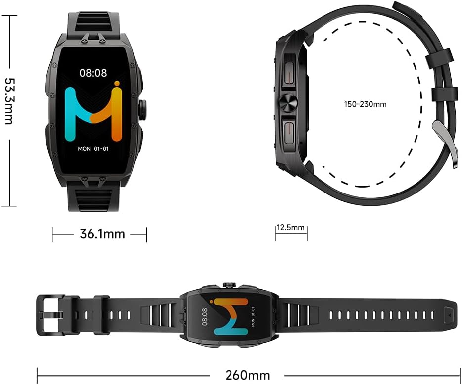 IMIKI MB1 Smart Watch 1.64-inch AMOLED Display Swim-Friendly Water Resistance Heart Rate & Sleep Tracking 100+ Sport Modes Compatible with Smartphones (Black)